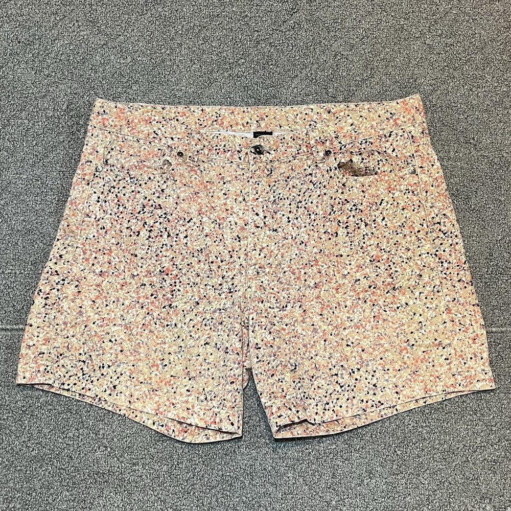Calvin Klein Denim Jean Shorts Paint Splatter Design Womens Size 14 High Rise
