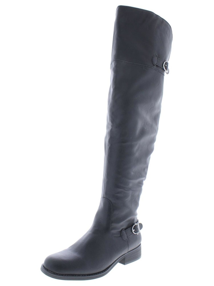 AMERICAN RAG Womens Black Adarra Round Toe Block Heel Riding Boot 6.5 M