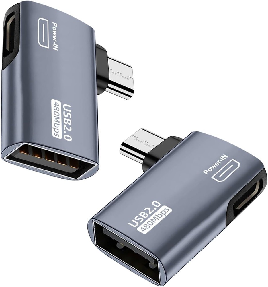 AreMe 2-Pack 90 Degree Left Angle OTG Adapter for Fire TV Stick 4K in Grey