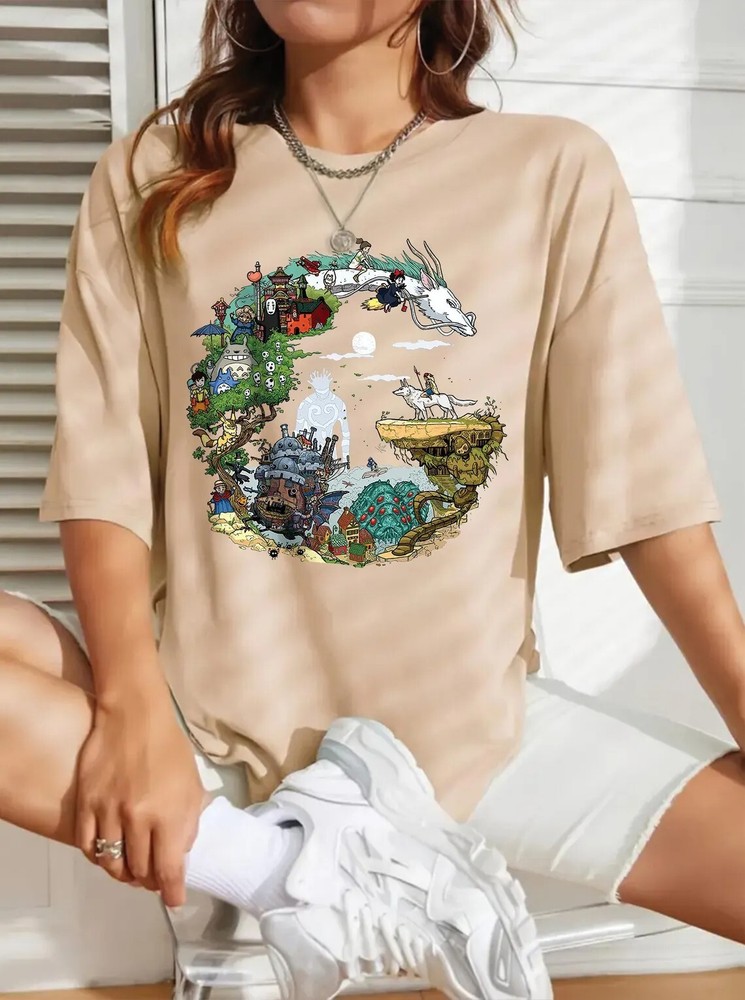 Spirited Away Studio Ghibli Howl’s Moving Castle Hayao Miyazaki Tribute T-Shirt