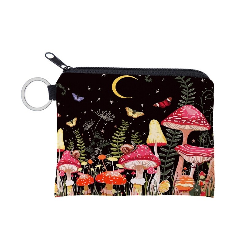 Cartoon Print Zipper Key Holder and Coin Purse for Everyday Use
