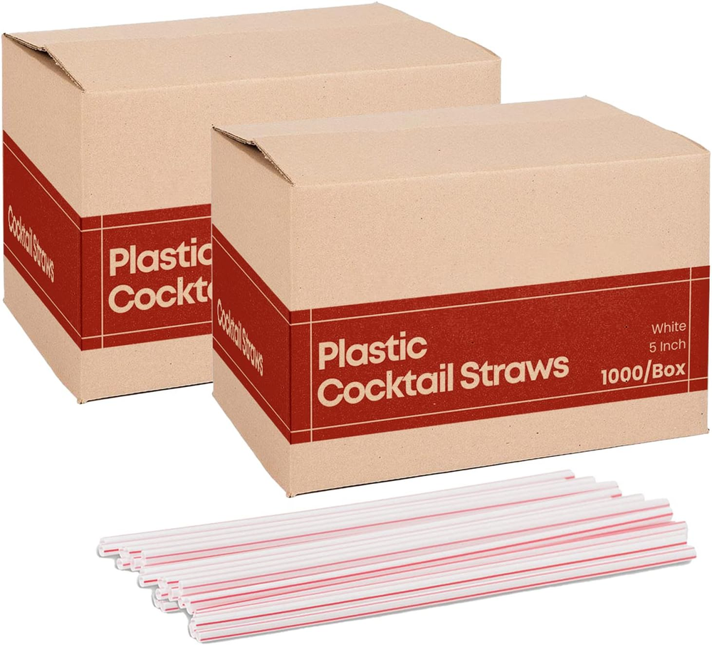 Cocktail Straws, Coffee Straws Plastic 5 Inch Sip Stir Stick Coffee Straws, Whit