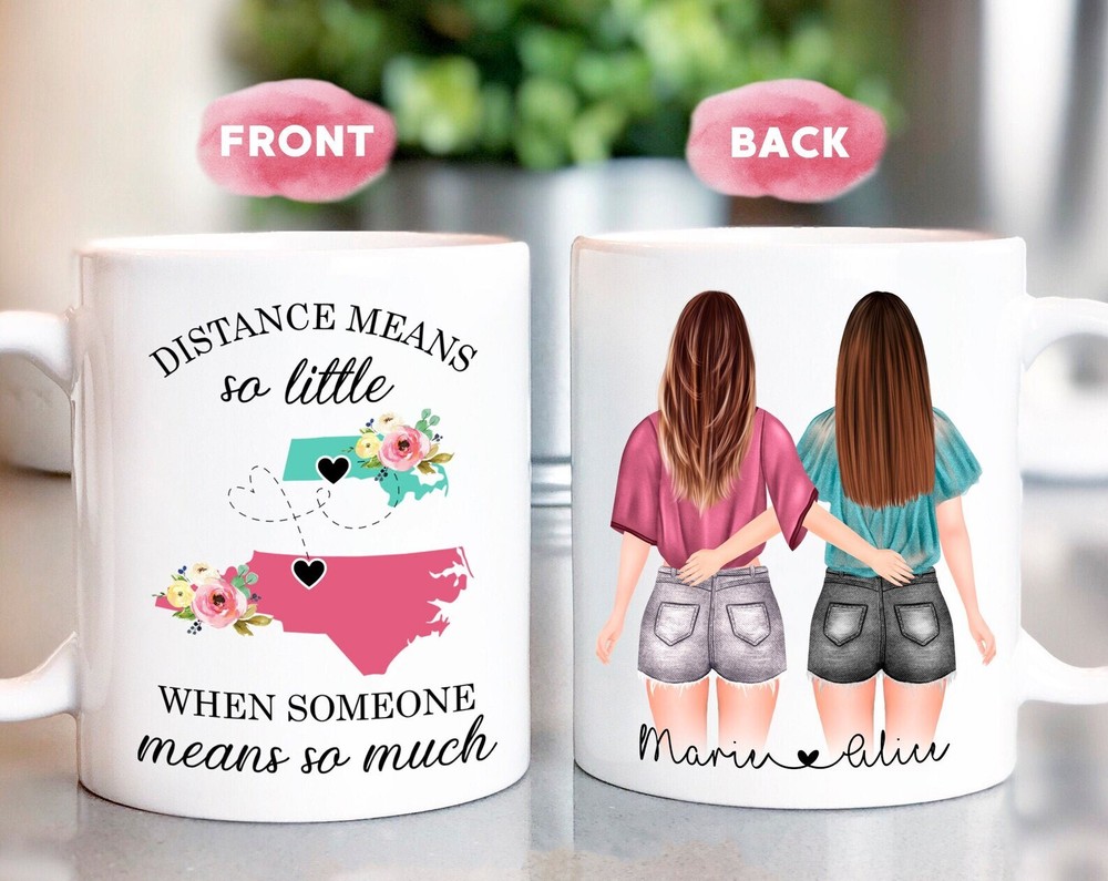 Long Distance Friendship Mug Personalized Best Friends Water Bottle Custom