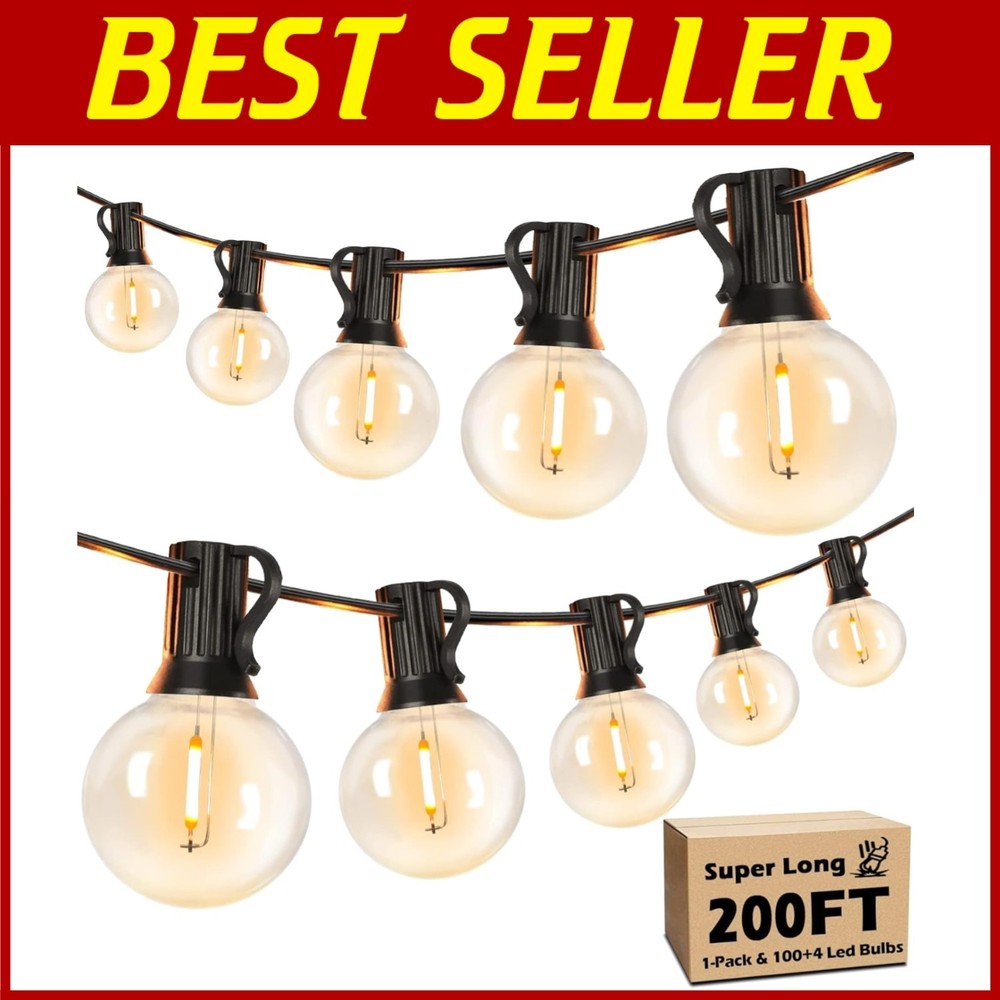 200FT Dimmable Outdoor String Lights with Shatterproof G40 Bulbs for Al Fresc...