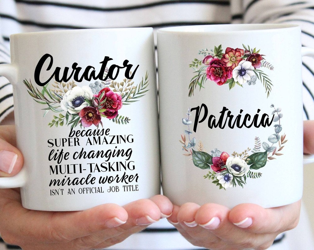 Personalized Curator Gift For Women L Custom Name Floral Cup L Thank You