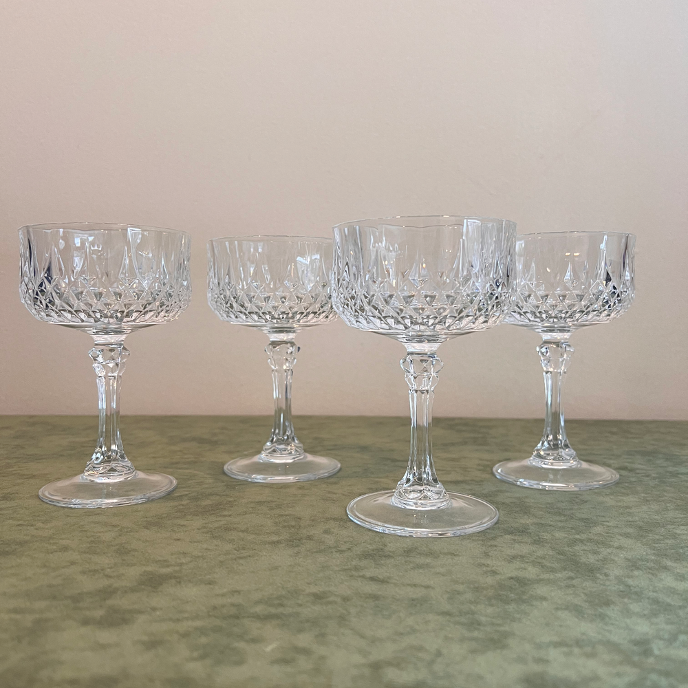 4 CRISTAL D'ARQUES DURAND Longchamp Crystal Champagne Coupe Dessert Glasses