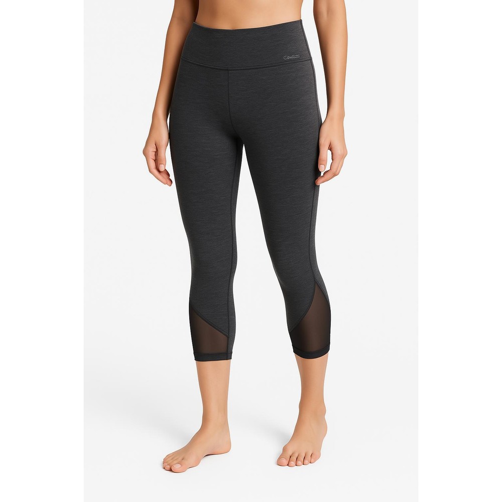 Calvin Klein Womens Gray Mid-Rise Mesh Panel Cropped Leggings Size S