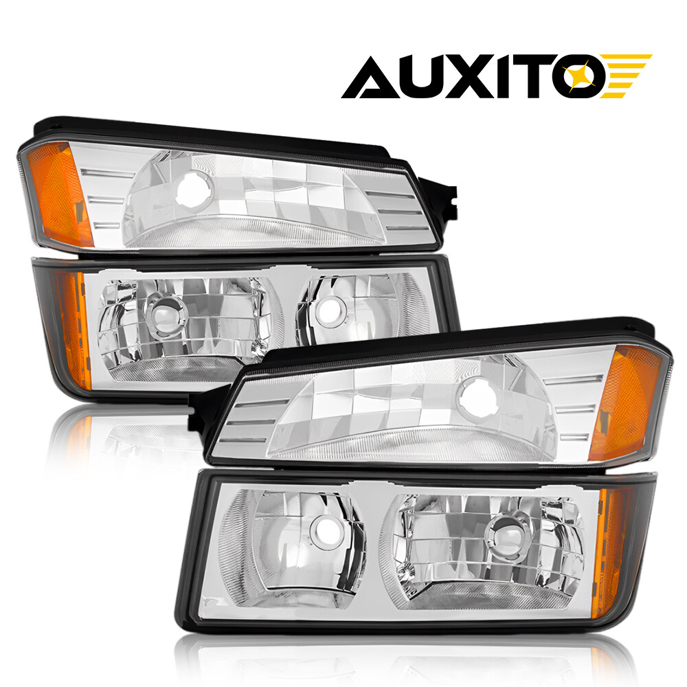 Replacements For 2002-2006 Chevy Avalanche Headlights +Bumper Signal Lamps 02-06
