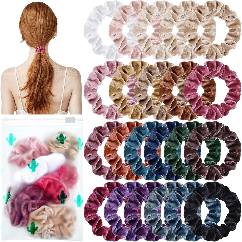 22-Piece Velvet Scrunchies Elastic Hair Ties for Stylish Ponytails