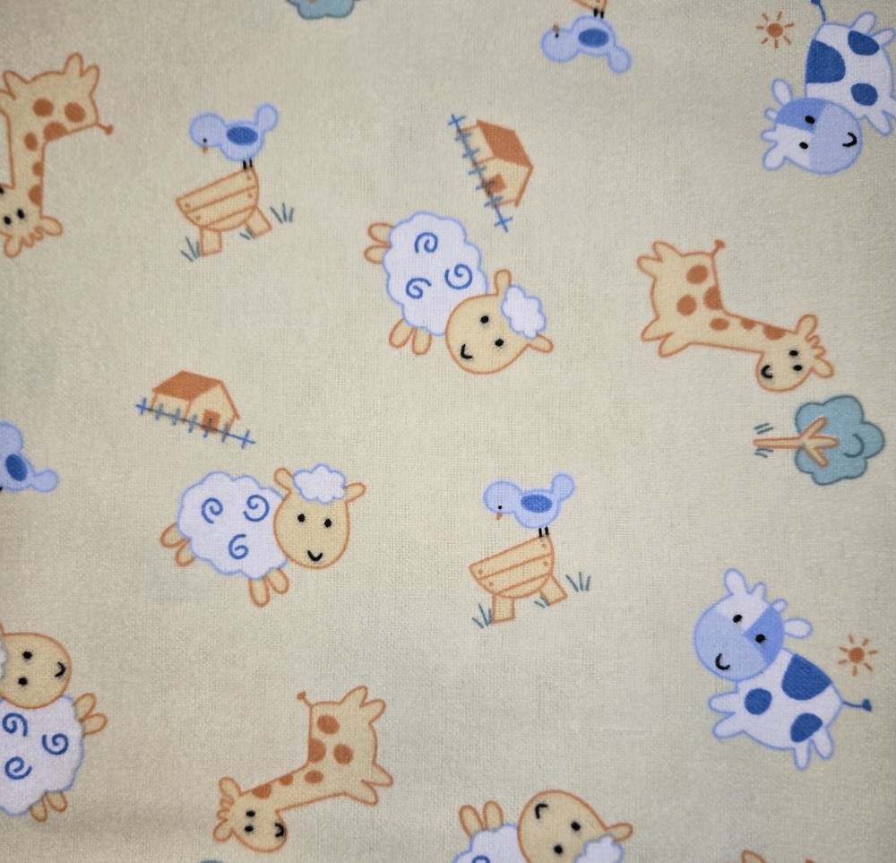 Flannel Fabric - Animals On Yellow Background - 1 Yard