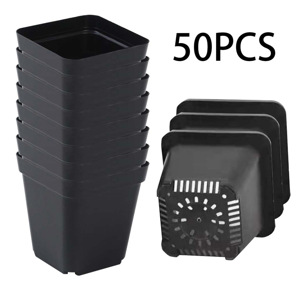 50pcs Black Square Plastic Seedling Pots,,seed Pots,flower Pots,transplant Pots