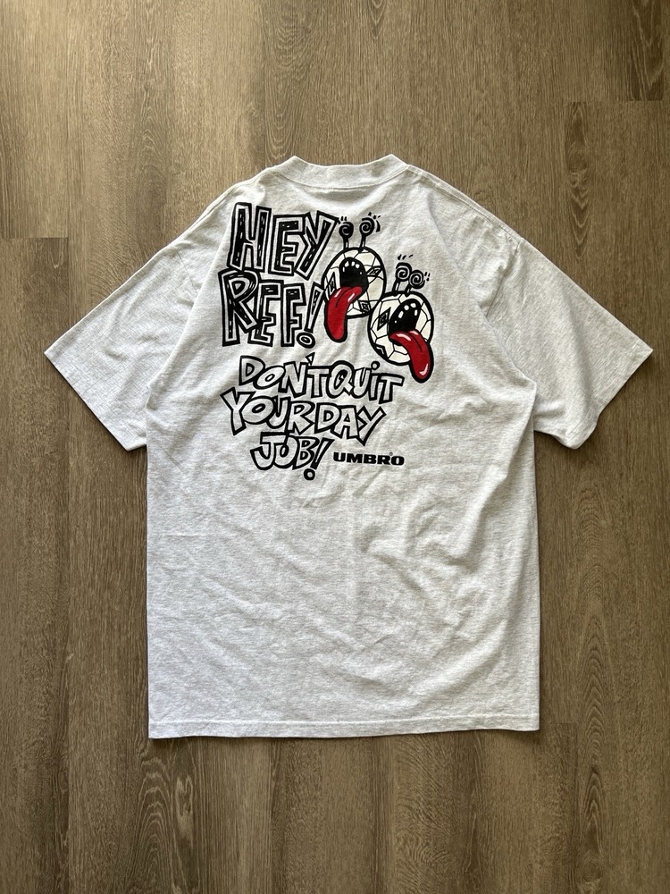 Vintage 90s Umbro Hey Ref! Humor T-Shirt Made In USA XL Soccer Tee Rare