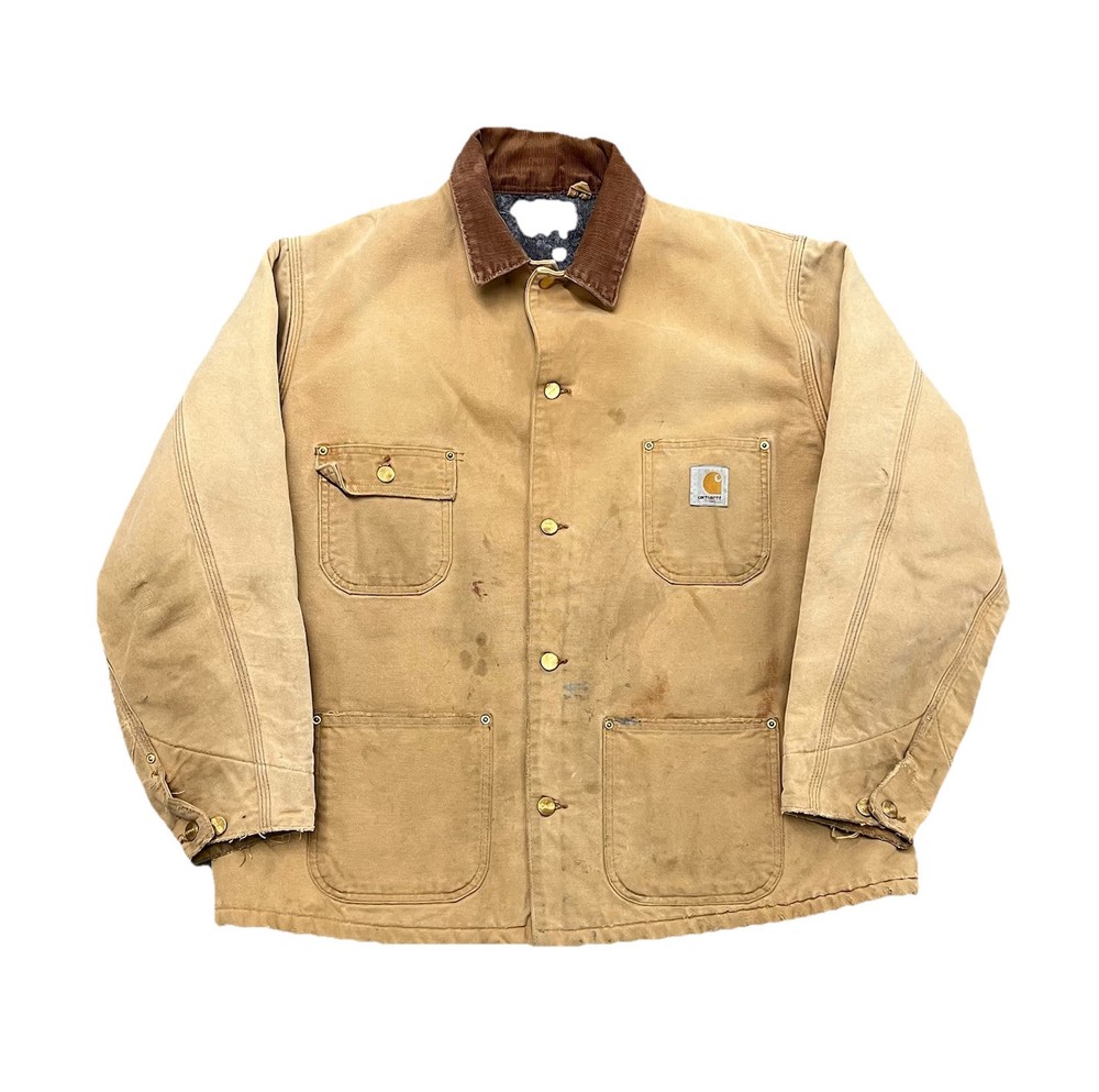 Men's Vintage 90s Carhartt XL Tan Barn Coat - Heavy Blanket-Lined Work Jacket