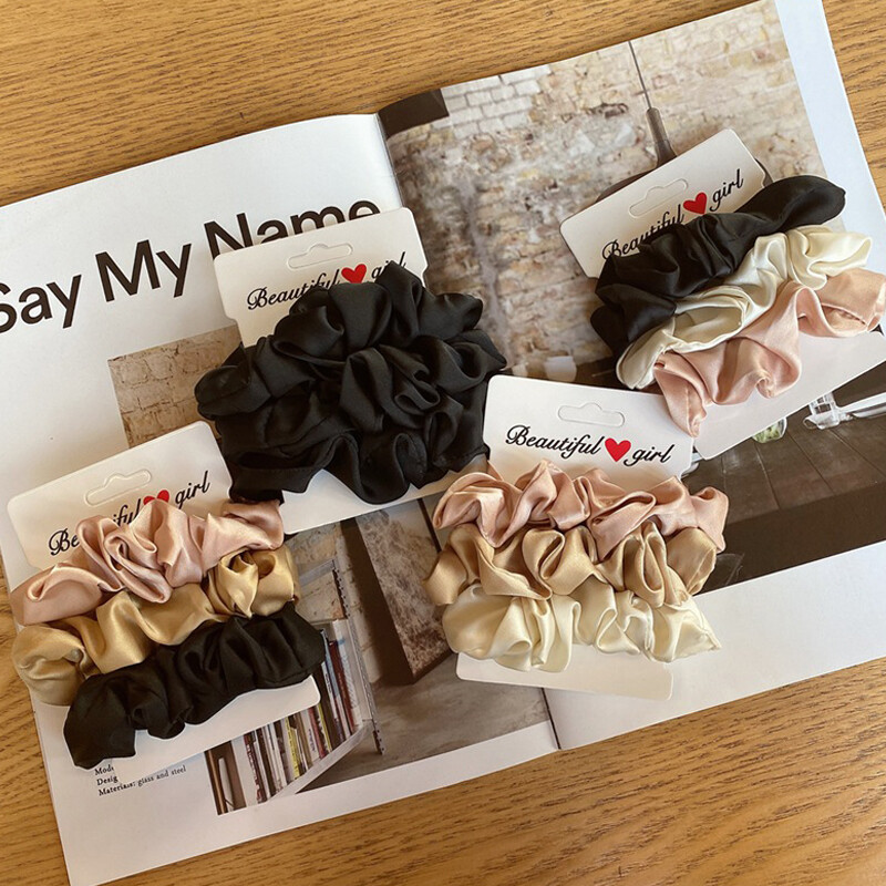 3-Pack Silk Satin Scrunchies for Women – Soft Elastic Hair Ties for Ponytails