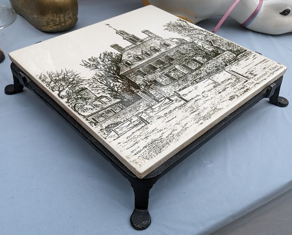 Villeroy & Boch Ceramic Hot Plate Trivet Williamsburg White/Black Metal Stand