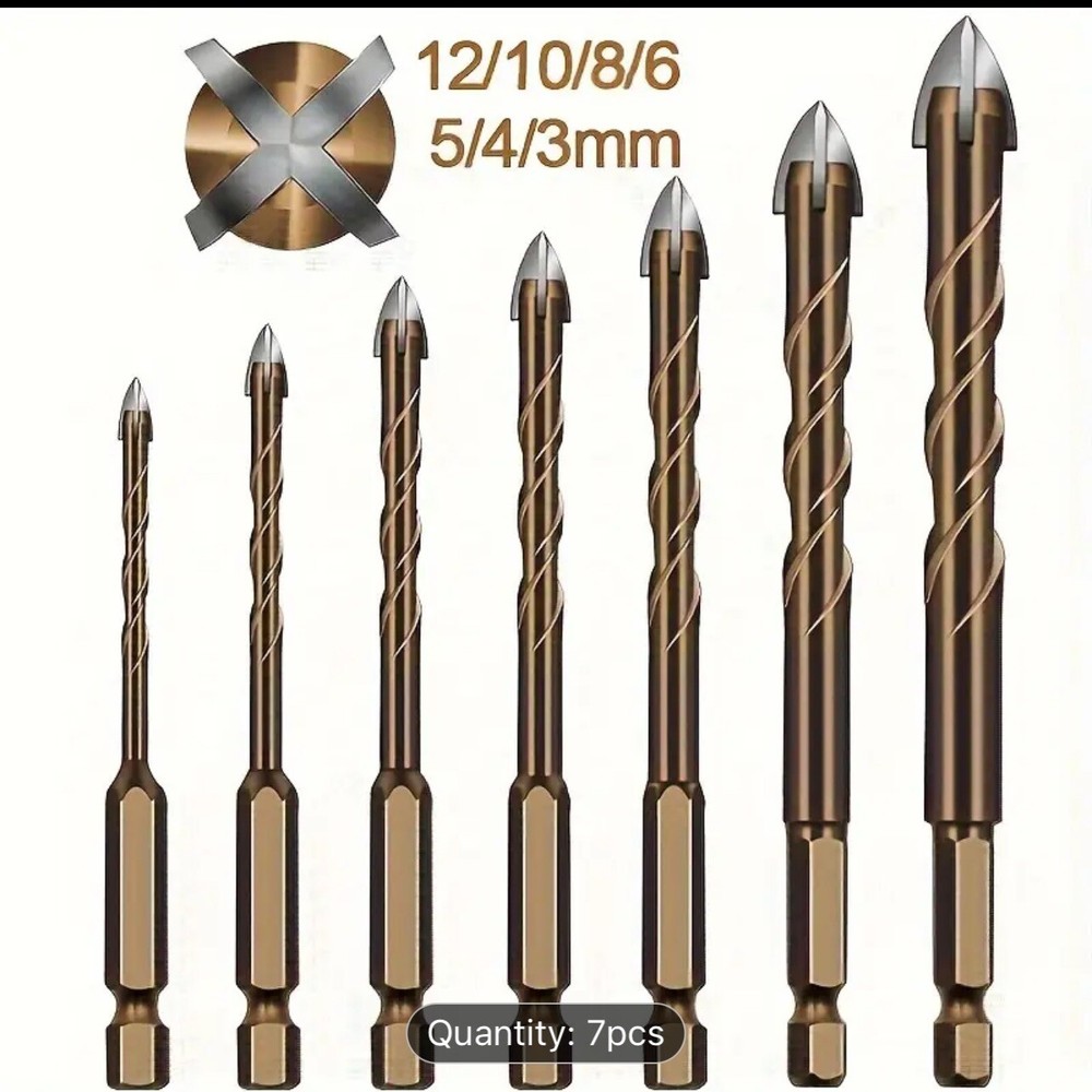 2 pack 7 Pc Efficient Tungsten Carbide Drill Bits Set For Various Metals.