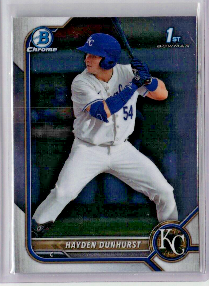 HAYDEN DUNHURST 2022 ROOKIE BOWMAN CHROME BDC-44 RC KANSAS CITY ROYALS BASEBALL CARD