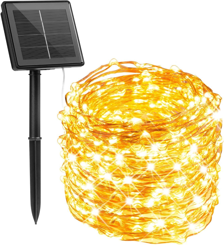Solar String Lights for Outside, 33Ft 100 LED Outdoor Solar Fairy Lights, 8 Mode