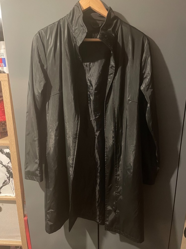 PURE black raincoat waterproof size 10 women's lightweight stylish