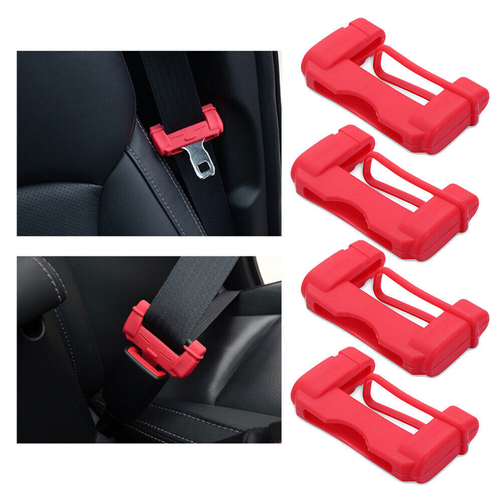 Car Seat Belt Buckle Clip Anti-Scratch Protector Cover Accessories Red Universal