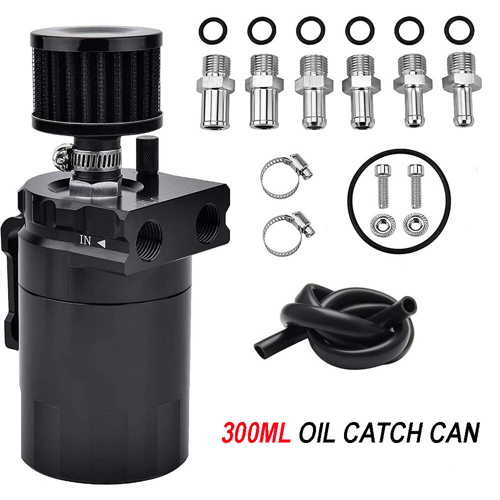 Universal Oil Catch Can Kit Reservoir Baffled Tank with Breather Filter Aluminum