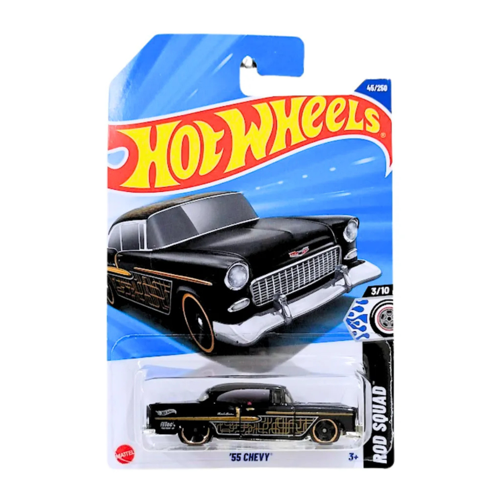 Hot Wheels '55 CHEVY Black Color HW Rod Squad Series 2025 + CASING