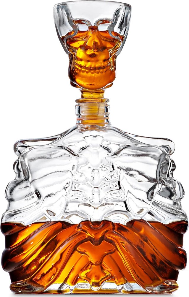 Godinger Skull Whiskey Decanter with Shot Glass - Clear 1-Piece Set