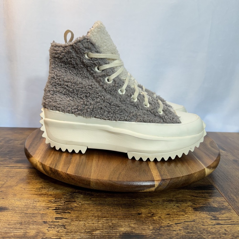 Converse Run Star Hike Shoes Mens Size 5 Womens 6.5 Gray Sherpa Fleece High Top
