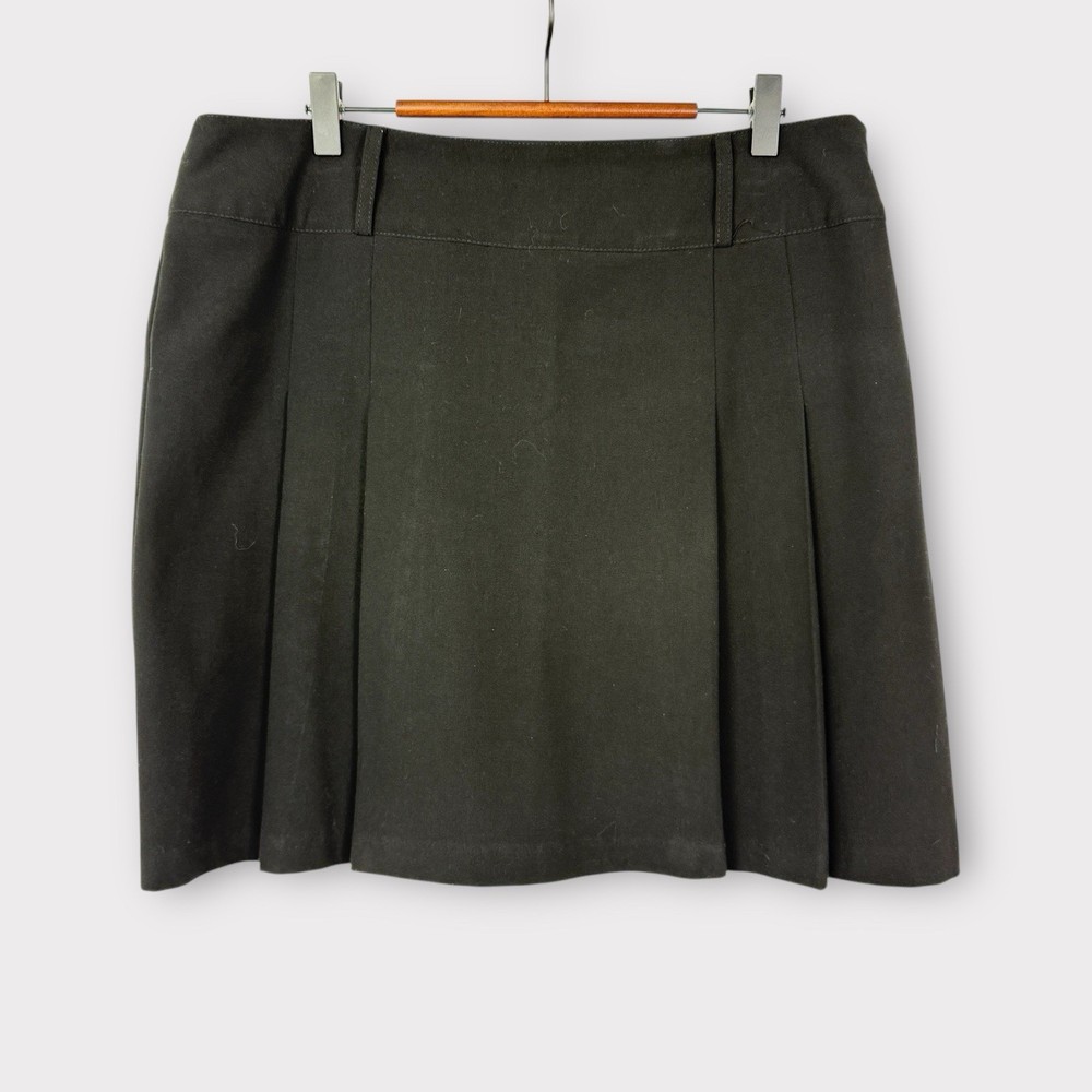 Vintage David Loren Pleated A-Line Skirt Size 14 Black Preppy Academia