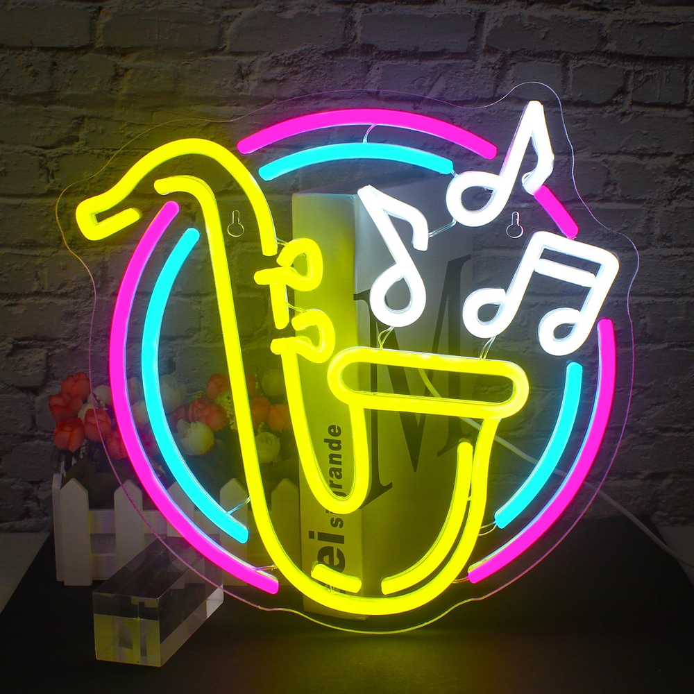 Jazz Music Saxophone Neon LED Wall Decor Light Up Sign