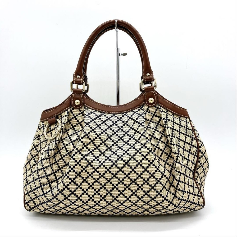 Gucci Sookie Diamante Beige Canvas Tote Bag Pre-Owned