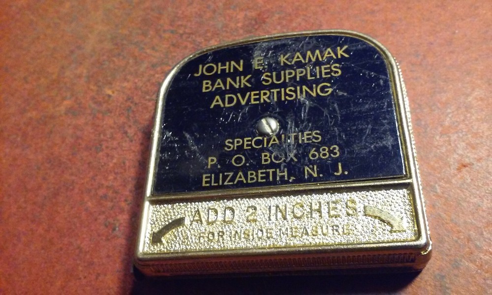 Vintage 6' Foot Advertising Tape Measure John E Kamak Bank Supplies Elizabeth NJ