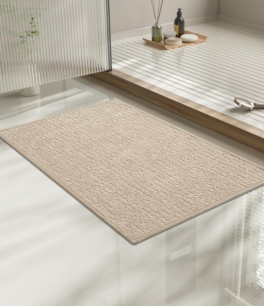 Ultra Thin Non-Slip Bath Mat 24x17 Quick Dry Absorbent Small Bathroom Rug