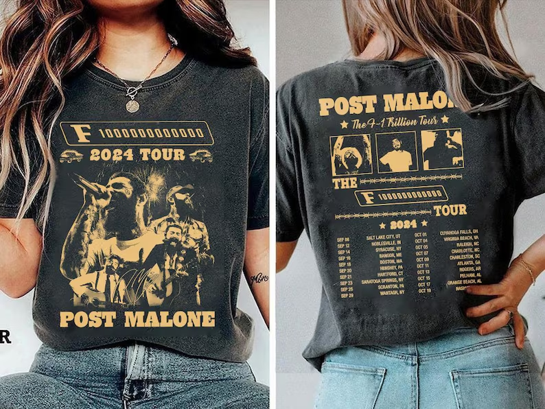 Post Malone 2 Sides and F-1 Trillion Album Shirt 2024 Posty Tour Merch