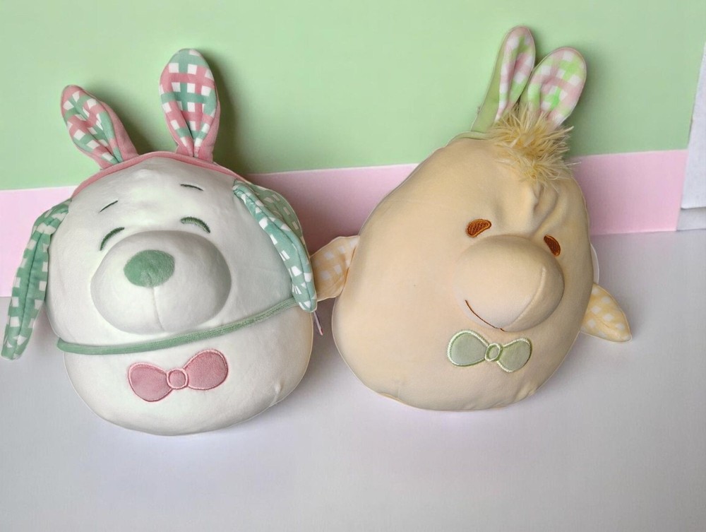 NWT Squishmallow Peanuts Woodstock & Snoopy Easter Plush 2025, Pastel, Bunny Ear