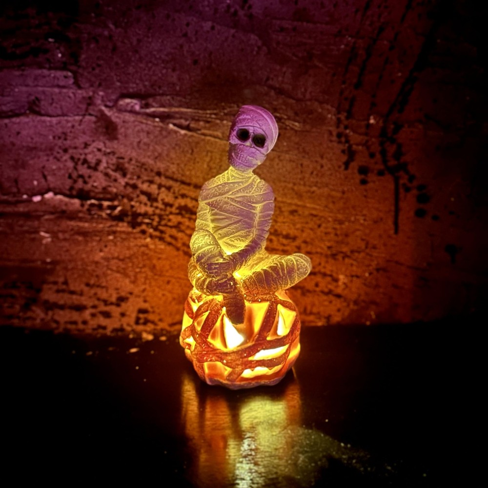 Halloween Decorations Resin Statue Indoor Lighted Figurine Mummy and Pumpkin ...