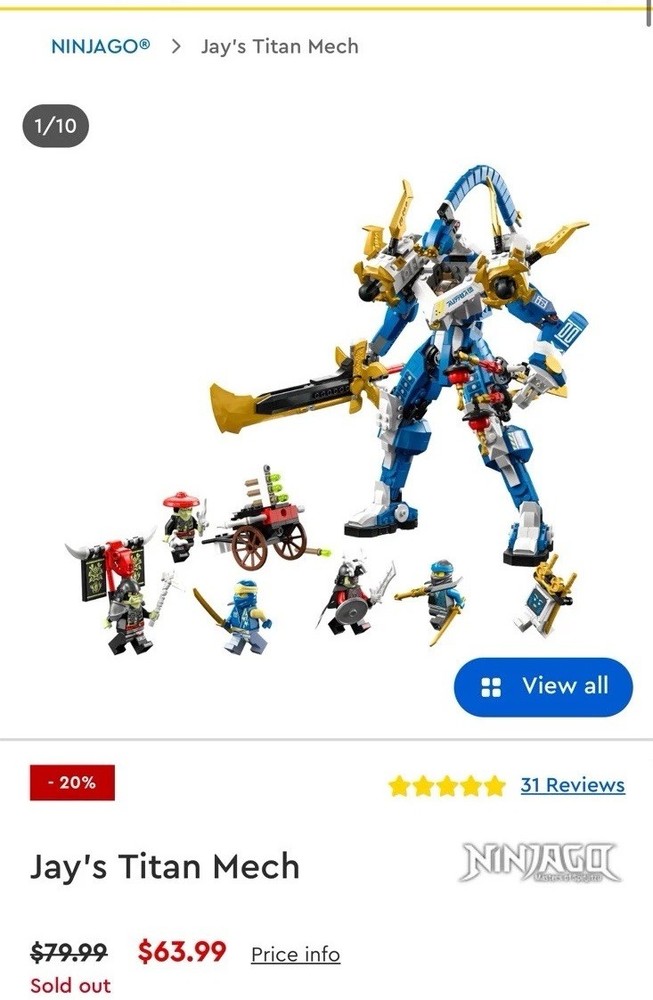 LEGO Ninjago Jay's Titan Mech 71785 Retired Limited Edition Building Set