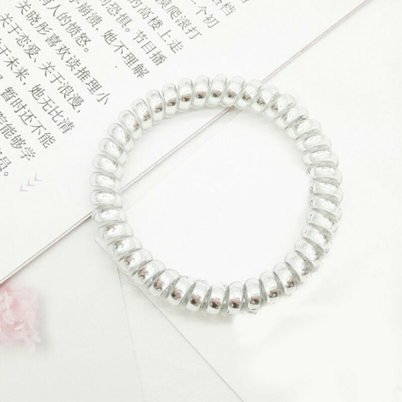 Colorful Telephone Cord Hair Ties Traceless Elastic Bands 5CM Rubber Rings