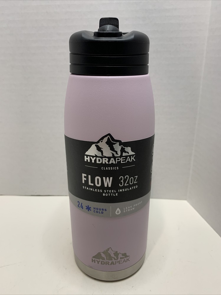 Hydrapeak 32 oz Sports Water Bottle Straw Lid, Stainless Steel Insulated NEW!