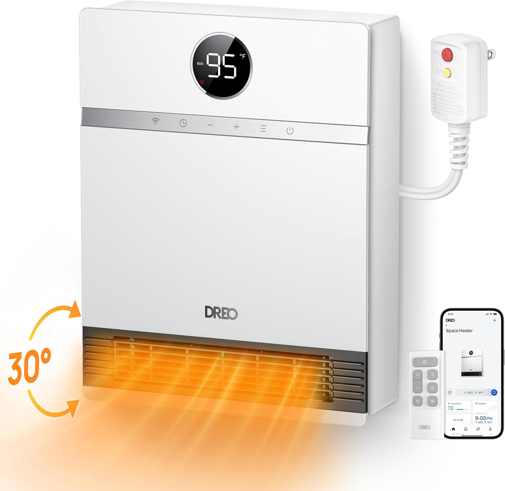 Dreo Wall Heater with Remote, PTC Heating, Alexa Control, Overheat Protection, I