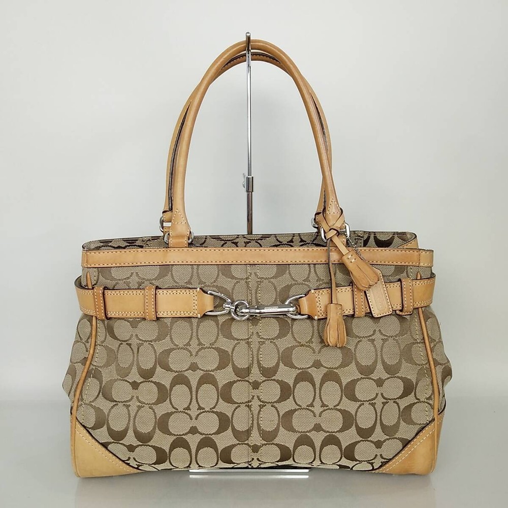 Coach Signature Light Brown Leather Handbag 71B124