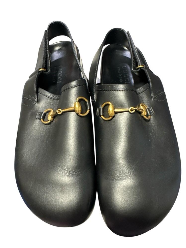 Gucci Leather Horsebit Slip-On Loafers Black