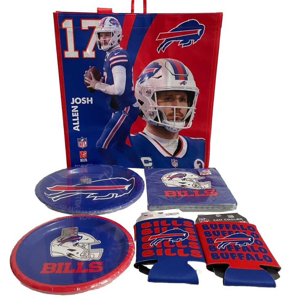 Buffalo Bills Game Day Party Pack/Tailgate Supplies Kit, Serves 8 -FREE SHIPPING