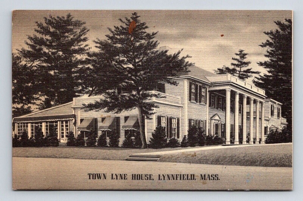 Lynnfield Massachusetts Town Lyne House Historic Landmark Streetview BW Postcard