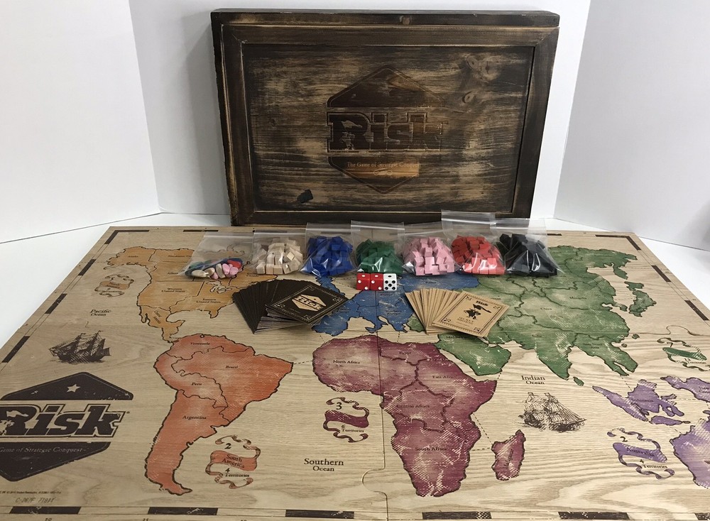 Rustic Risk Wooden Collector Edition Board Game Box Hasbro 2017 *Read*