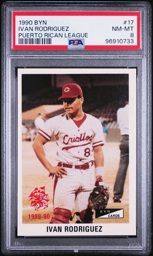 **RARE** 1990 BYN Ivan Rodriguez HOF (RC) Puerto Rican League C-17 PSA 8 POP 6