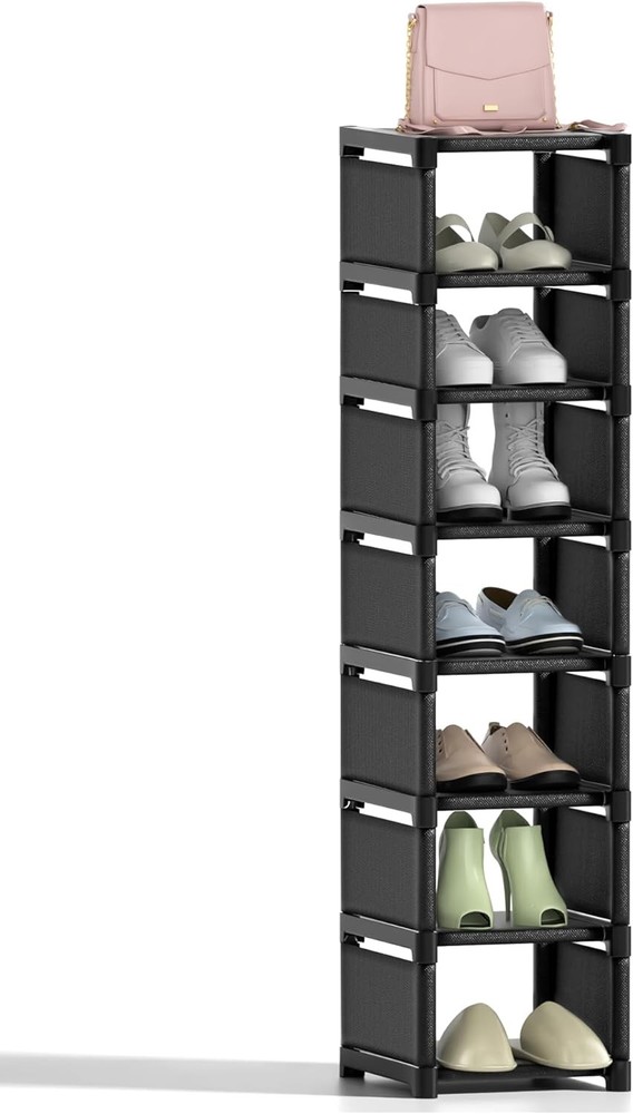 8-Tier Space-Saving Metal Shoe Rack for Narrow Corners Free Standing