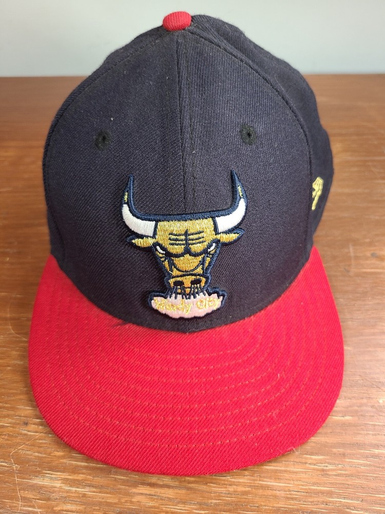 Chicago Bulls New Era NE 59Fifty Cap Hat Red Fitted Size 7 3/8 Black/Gold/Red