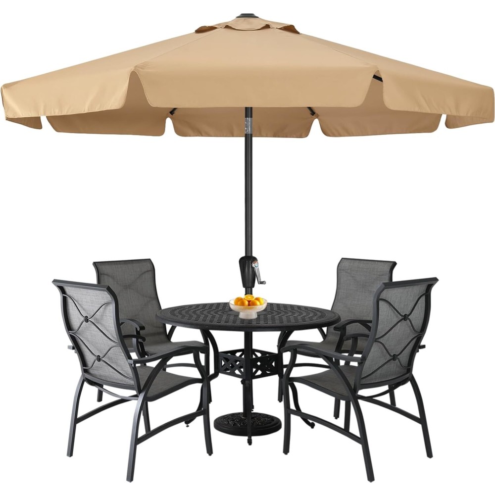 9ft Durable Patio Umbrella with Push-Button Tilt and Crank for Outdoor Lounging