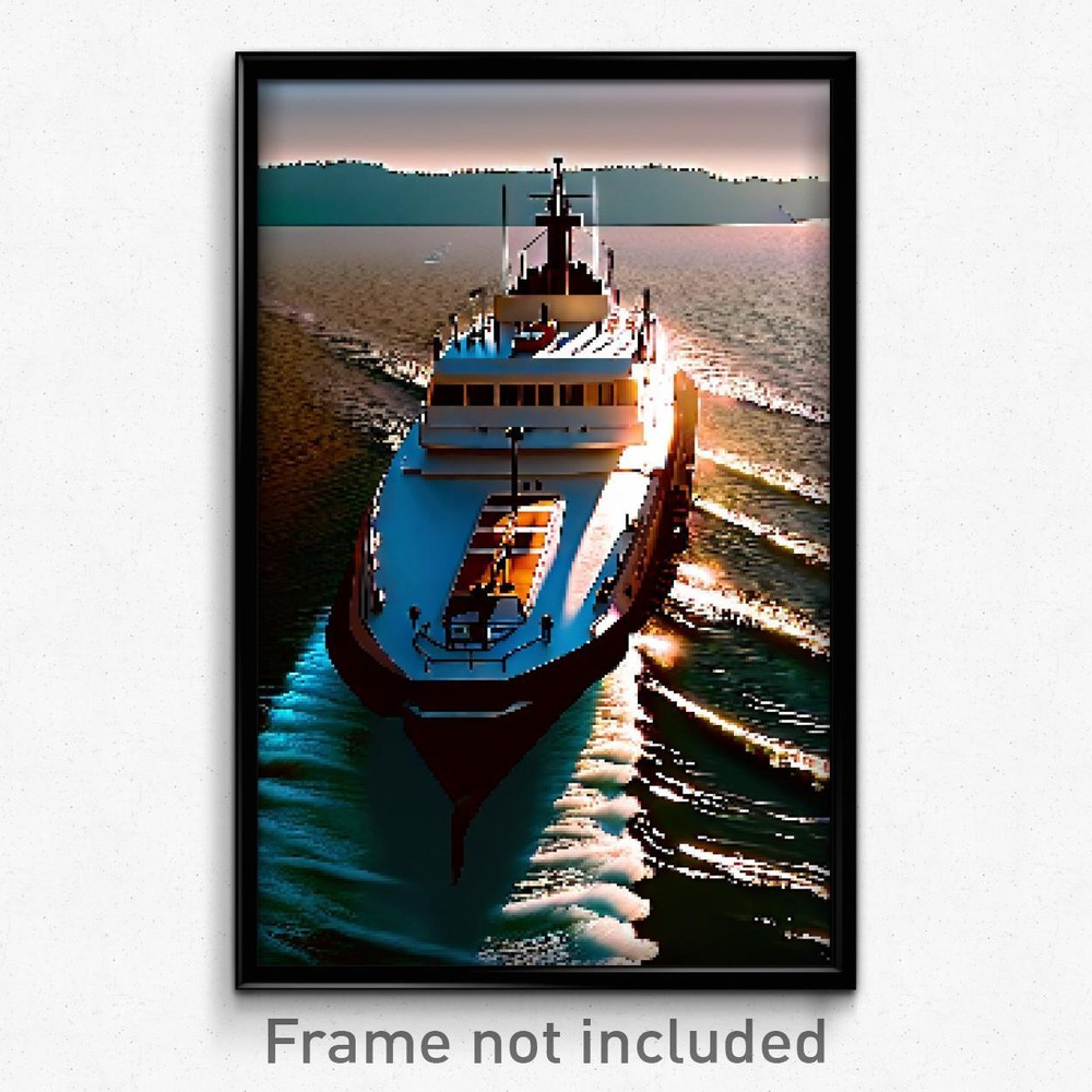 8-Bit Pixel Art Poster - Trippy Brown Ferry Video Game Print